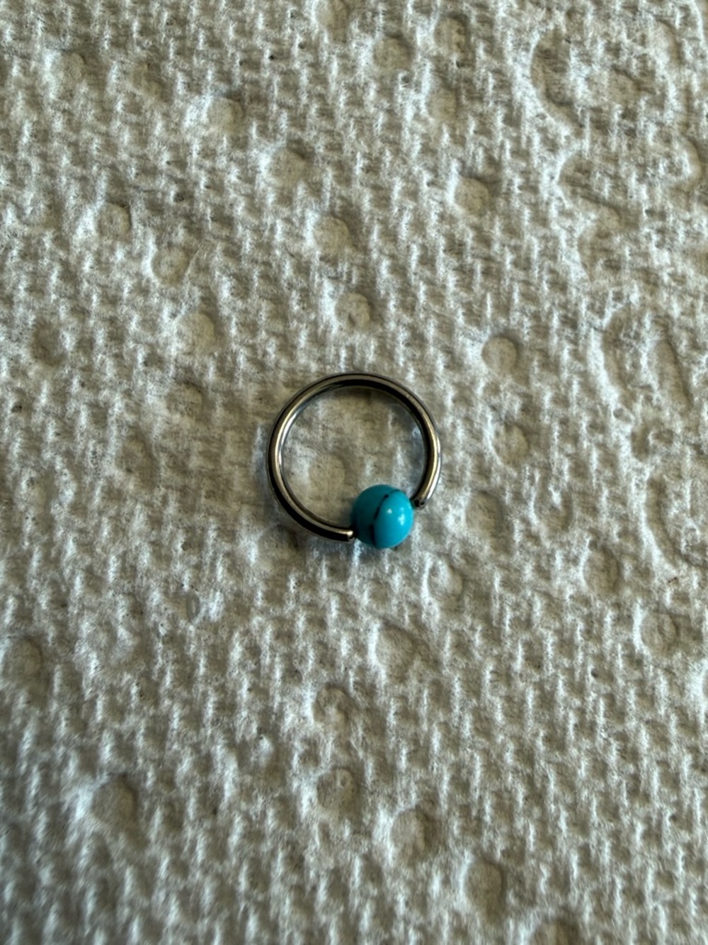 Titanium Turquoise Beaded CBR Hoop Earring